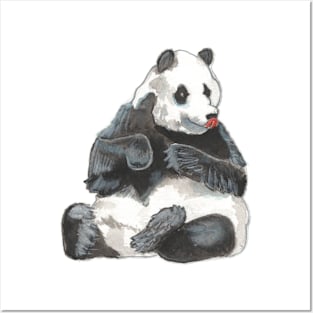 WATERCOLOR PANDA BEAR Posters and Art